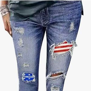 American Flag Ripped Jeans
